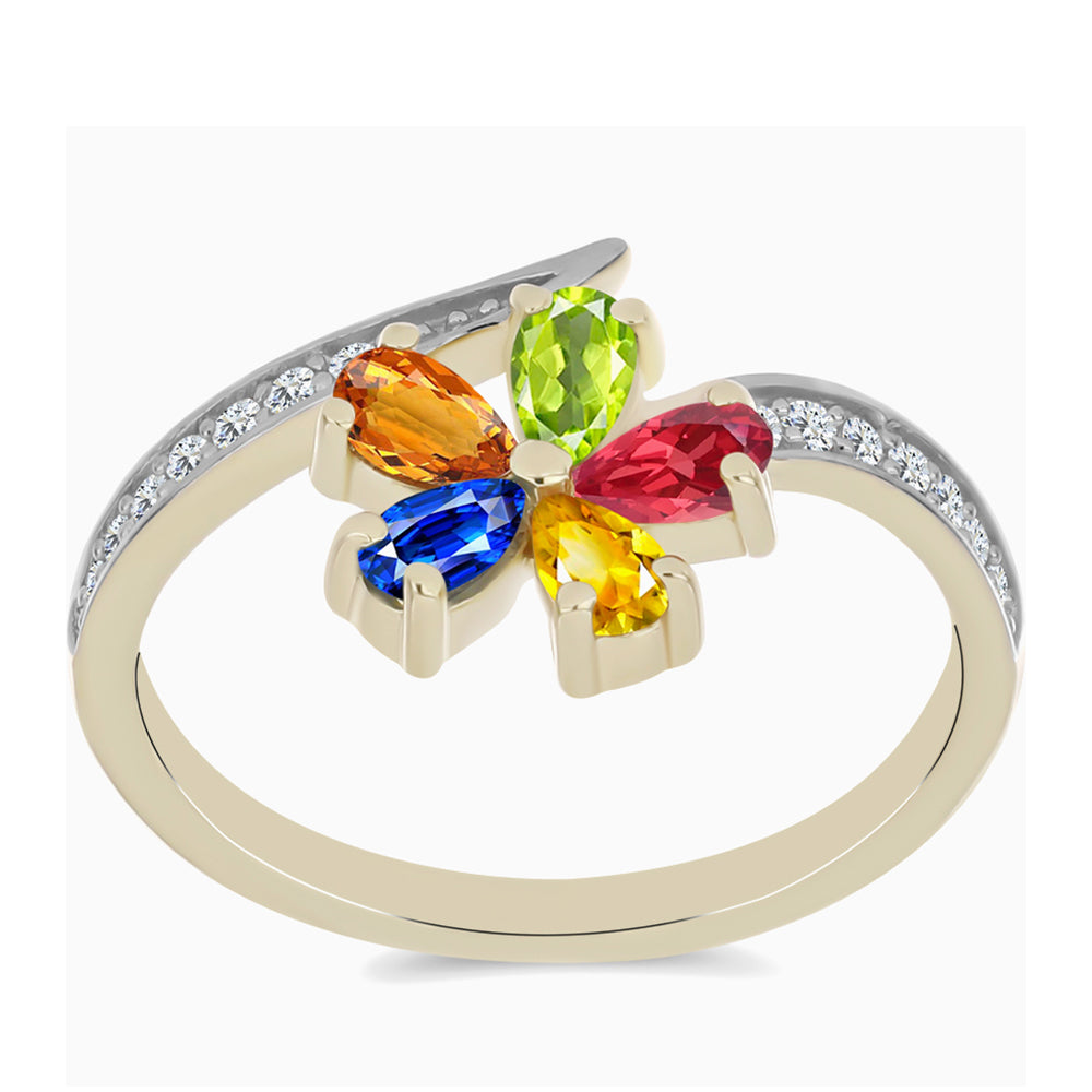 Pozlátený Strieborný Prsteň s Dúhovým Zafírom a Bielym Topásom 3 