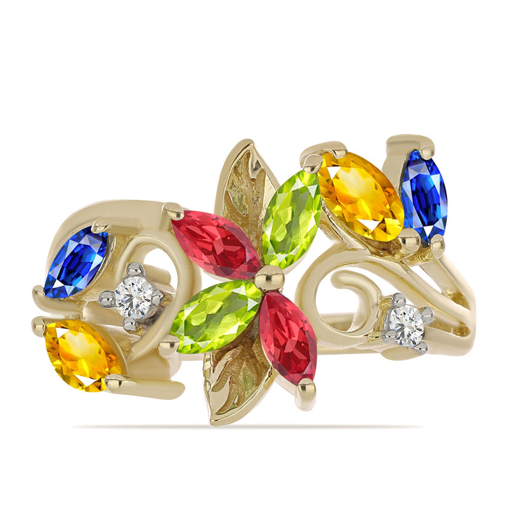 Pozlátený Strieborný Prsteň s Dúhovým Zafírom a Bielym Topásom 1 
