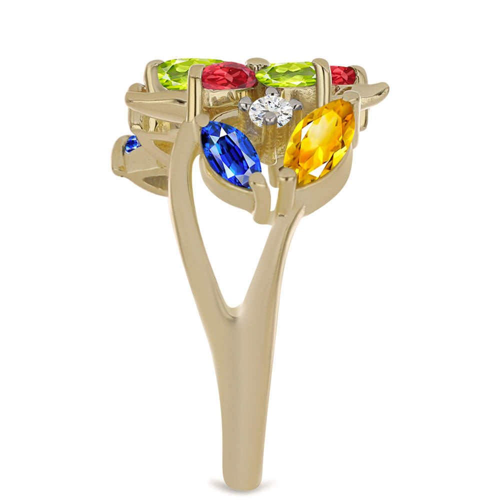 Pozlátený Strieborný Prsteň s Dúhovým Zafírom a Bielym Topásom 4 