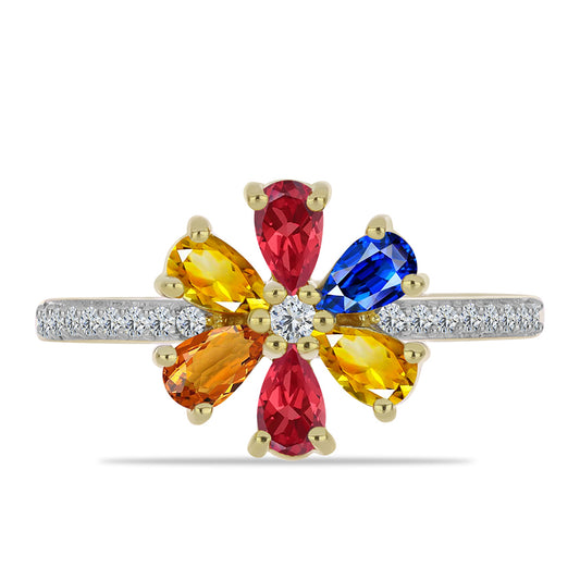 Pozlátený Strieborný Prsteň s Dúhovým Zafírom a Bielym Topásom