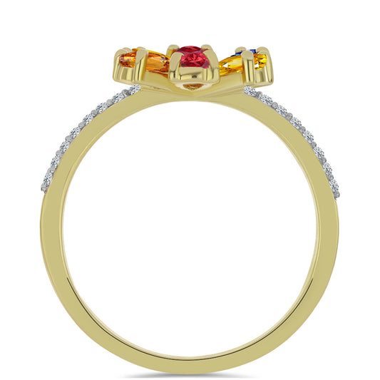 Pozlátený Strieborný Prsteň s Dúhovým Zafírom a Bielym Topásom