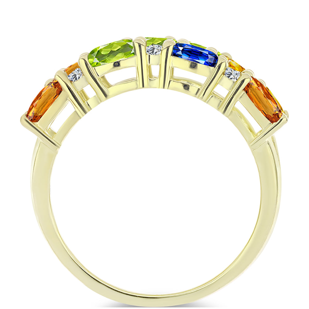 Pozlátený Strieborný Prsteň s Dúhovým Zafírom a Bielym Topásom