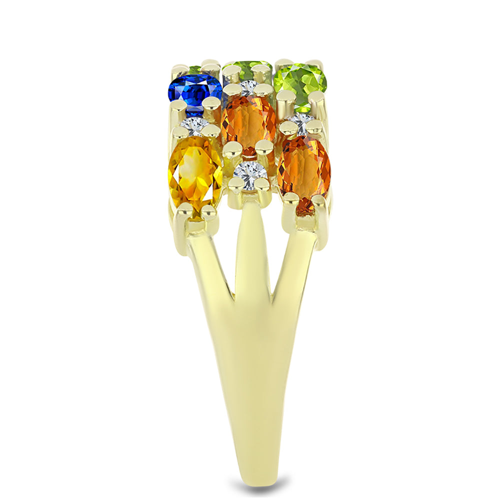 Pozlátený Strieborný Prsteň s Dúhovým Zafírom a Bielym Topásom 4 