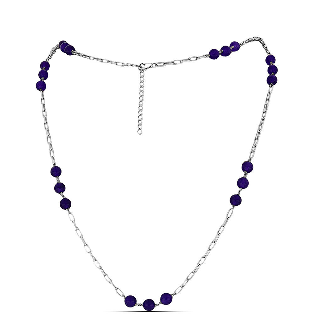 Strieborný Náhrdelník s Fialovým Nefritom