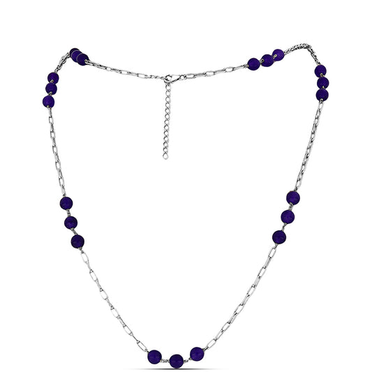Strieborný Náhrdelník s Fialovým Nefritom