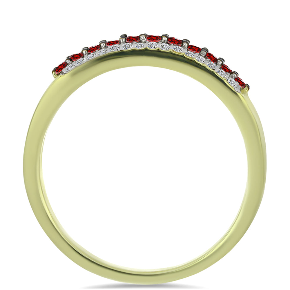 Pozlátený Strieborný Prsteň s Červeným Diamantom a Bielym Diamantom 3 