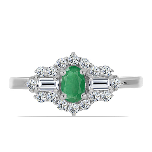 Strieborný Prsteň s Brazílskym Smaragdom a Bielym Topásom