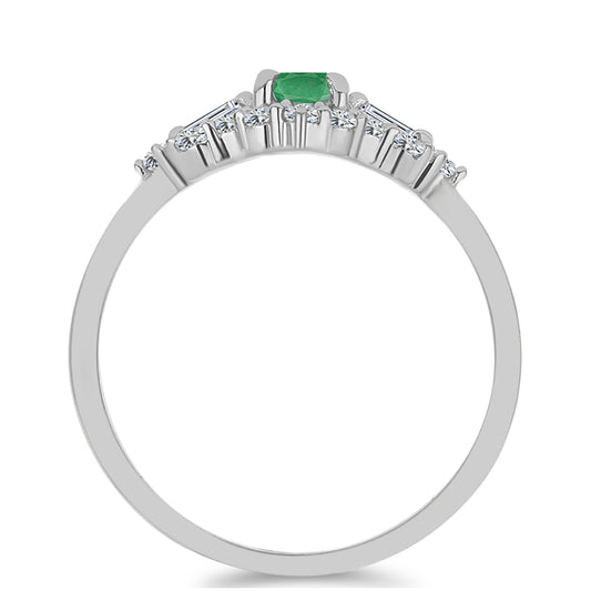 Strieborný Prsteň s Brazílskym Smaragdom a Bielym Topásom