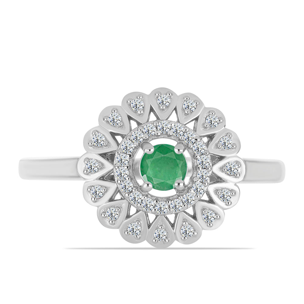 Strieborný Prsteň s Brazílskym Smaragdom a Bielym Topásom