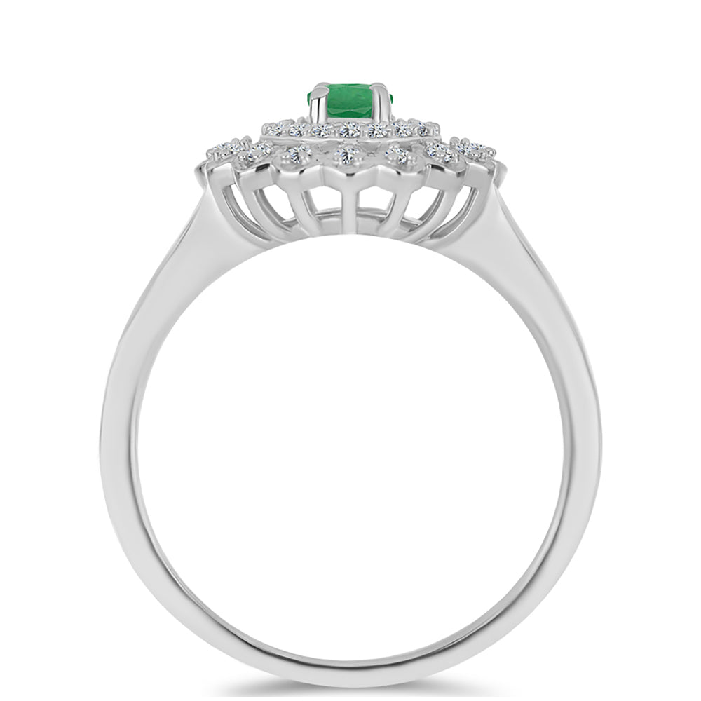 Strieborný Prsteň s Brazílskym Smaragdom a Bielym Topásom