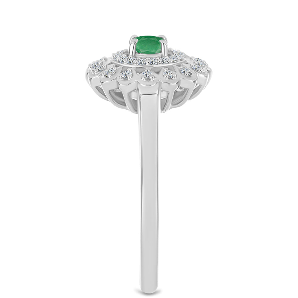 Strieborný Prsteň s Brazílskym Smaragdom a Bielym Topásom 4 