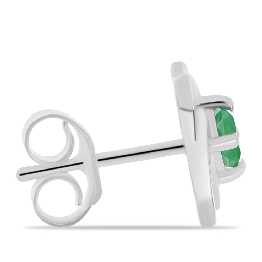Strieborné Náušnice s Brazílskym Smaragdom 2 