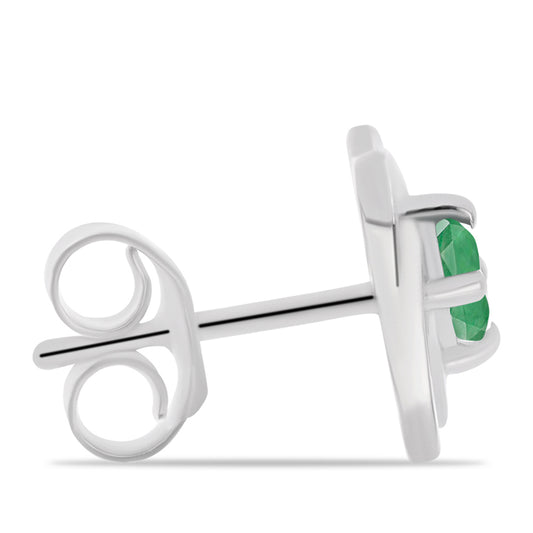Strieborné Náušnice s Brazílskym Smaragdom