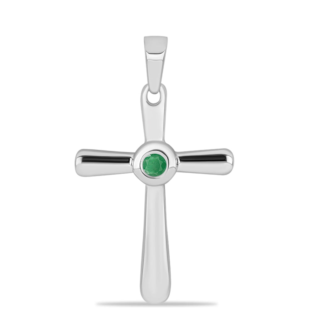 Kríž Strieborný Prívesok s Brazílskym Smaragdom 1 