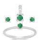 Strieborné Sada s Brazílskym Smaragdom ( Náušnice+Prsteň +Prívesok )