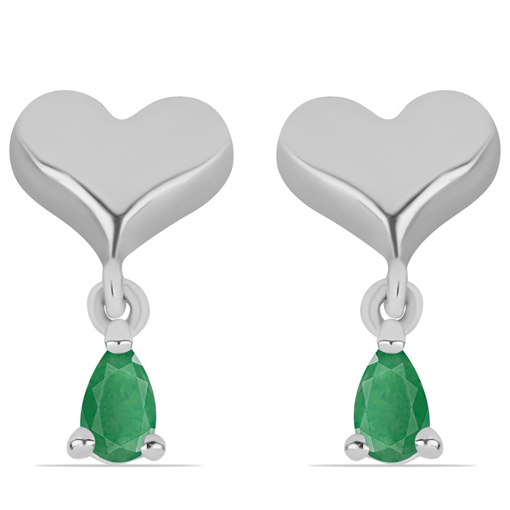Strieborné Náušnice s Brazílskym Smaragdom