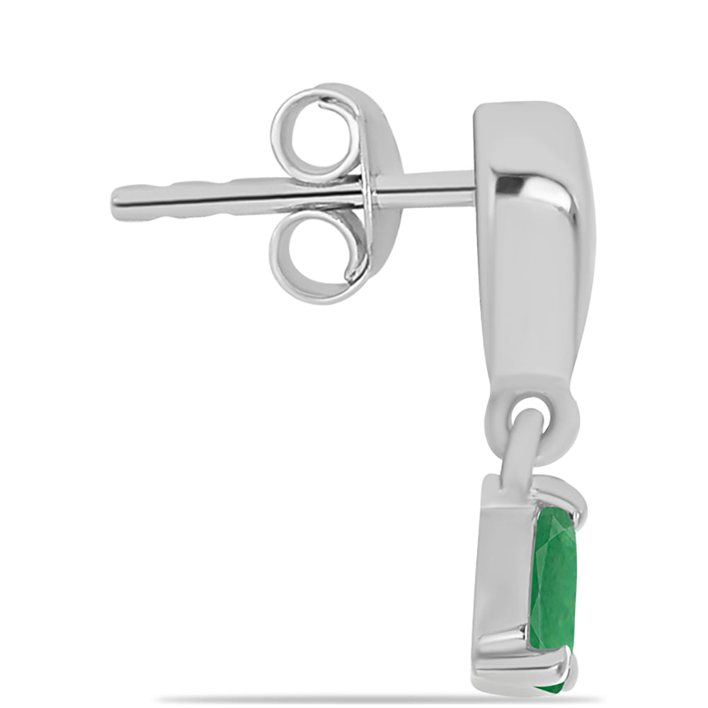 Strieborné Náušnice s Brazílskym Smaragdom 2 