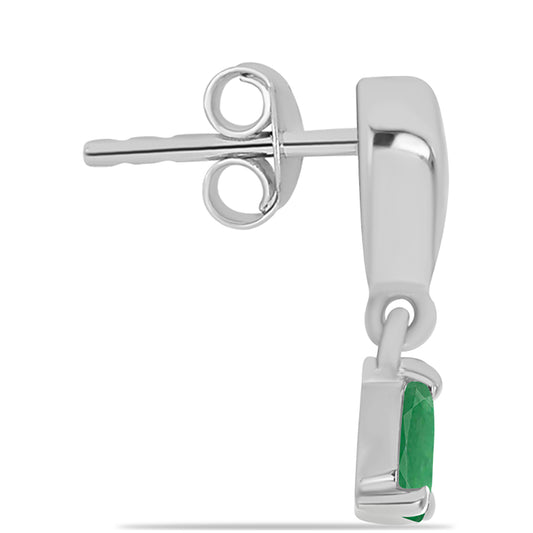 Strieborné Náušnice s Brazílskym Smaragdom