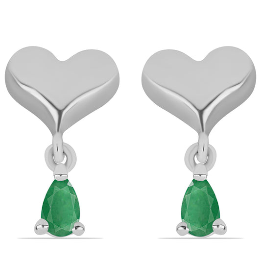 Strieborné Náušnice s Brazílskym Smaragdom