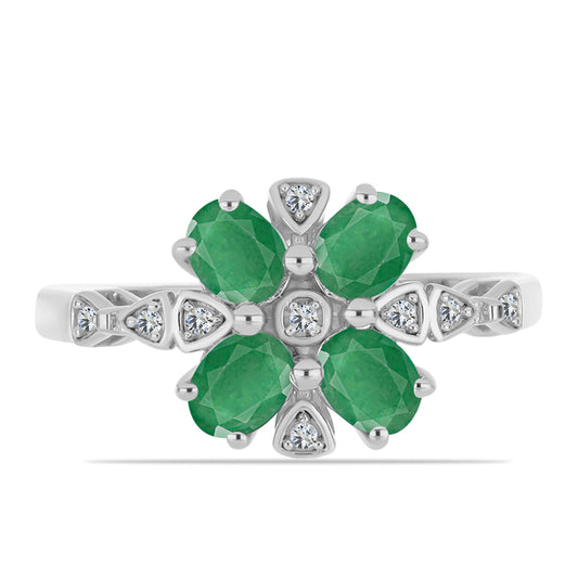 Strieborný Prsteň s Brazílskym Smaragdom a Bielym Topásom