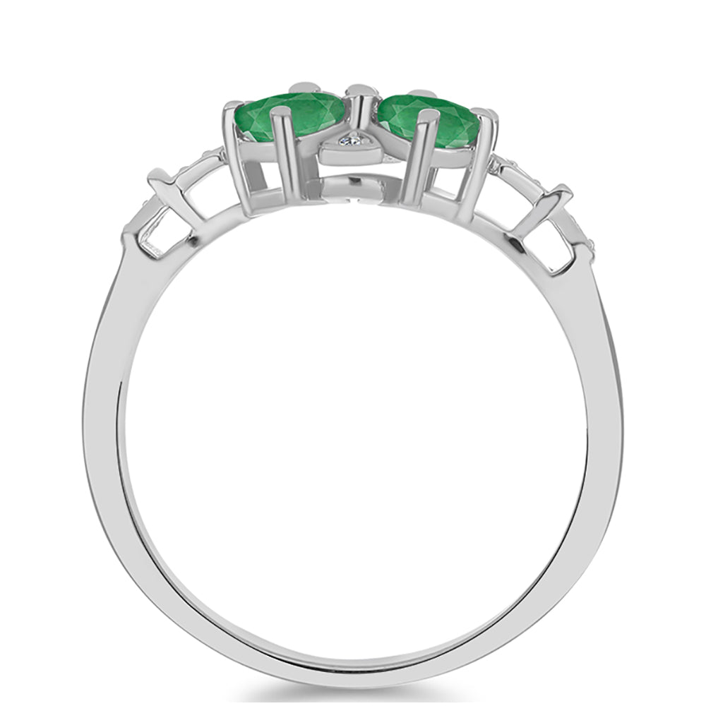 Strieborný Prsteň s Brazílskym Smaragdom a Bielym Topásom 2 