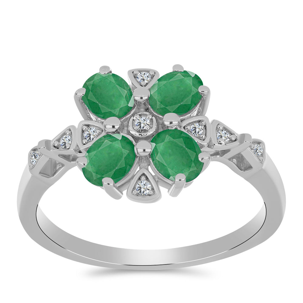 Strieborný Prsteň s Brazílskym Smaragdom a Bielym Topásom