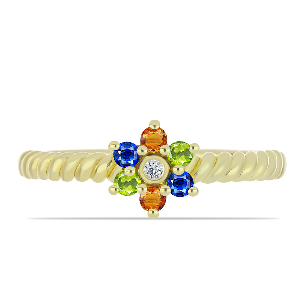 Pozlátený Strieborný Prsteň s Dúhovým Zafírom a Bielym Topásom 1 