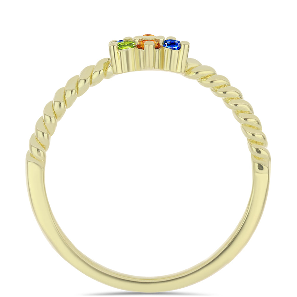 Pozlátený Strieborný Prsteň s Dúhovým Zafírom a Bielym Topásom