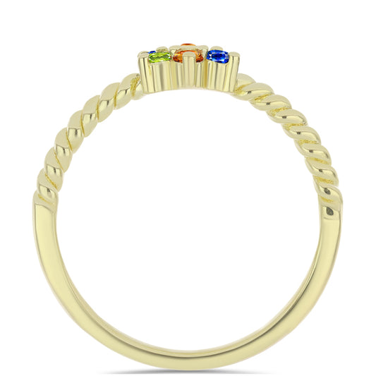 Pozlátený Strieborný Prsteň s Dúhovým Zafírom a Bielym Topásom