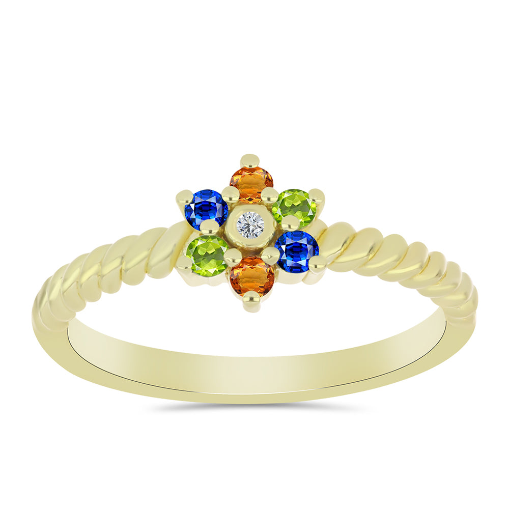 Pozlátený Strieborný Prsteň s Dúhovým Zafírom a Bielym Topásom