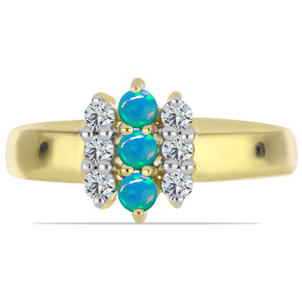 Pozlátený Strieborný Prsteň s Etiópskym Paraiba Modrým Opálom a Bielym Topásom 1 