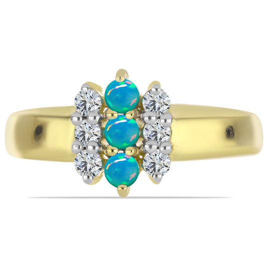 Pozlátený Strieborný Prsteň s Etiópskym Paraiba Modrým Opálom a Bielym Topásom