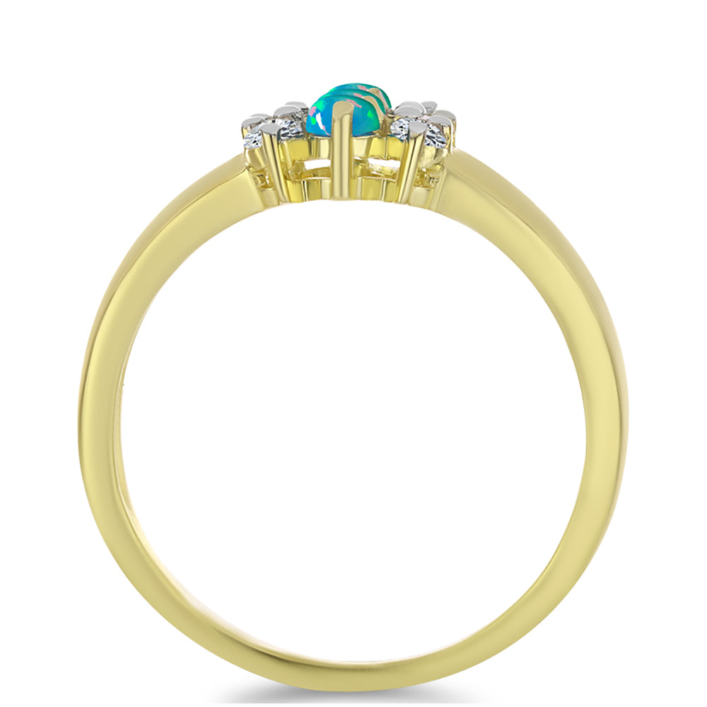 Pozlátený Strieborný Prsteň s Etiópskym Paraiba Modrým Opálom a Bielym Topásom 2 