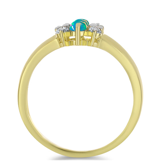 Pozlátený Strieborný Prsteň s Etiópskym Paraiba Modrým Opálom a Bielym Topásom