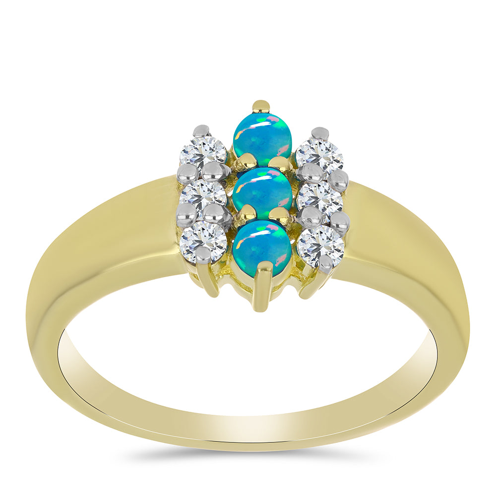 Pozlátený Strieborný Prsteň s Etiópskym Paraiba Modrým Opálom a Bielym Topásom 3 