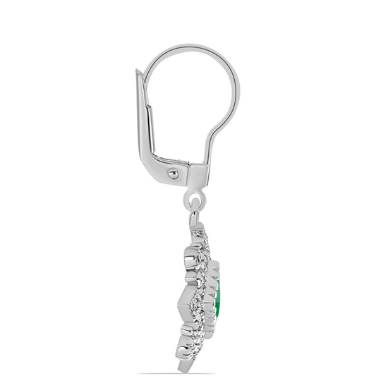 Strieborné Náušnice s Brazílskym Smaragdom a Bielym Topásom