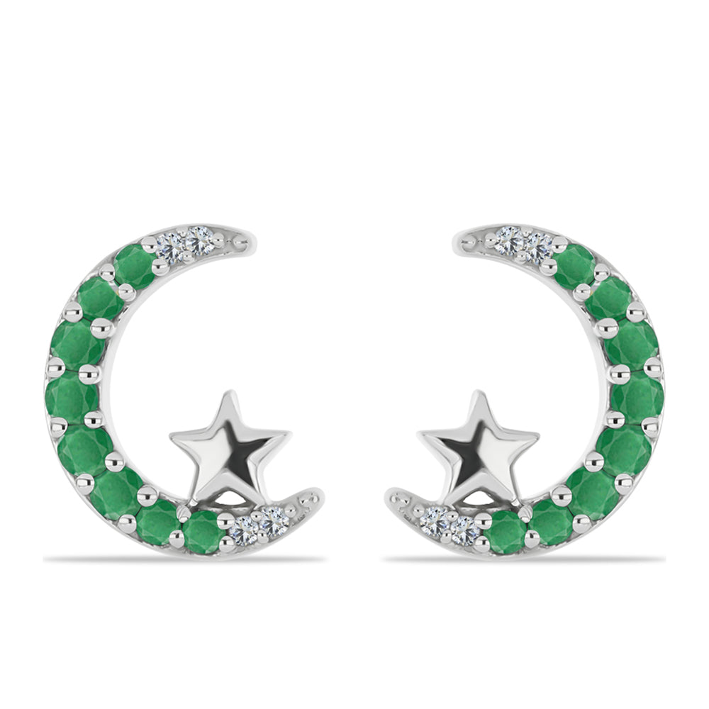 Strieborné Náušnice s Brazílskym Smaragdom a Bielym Topásom