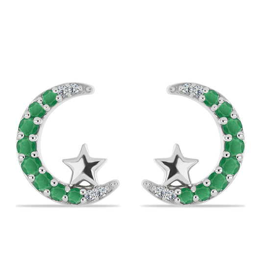 Strieborné Náušnice s Brazílskym Smaragdom a Bielym Topásom