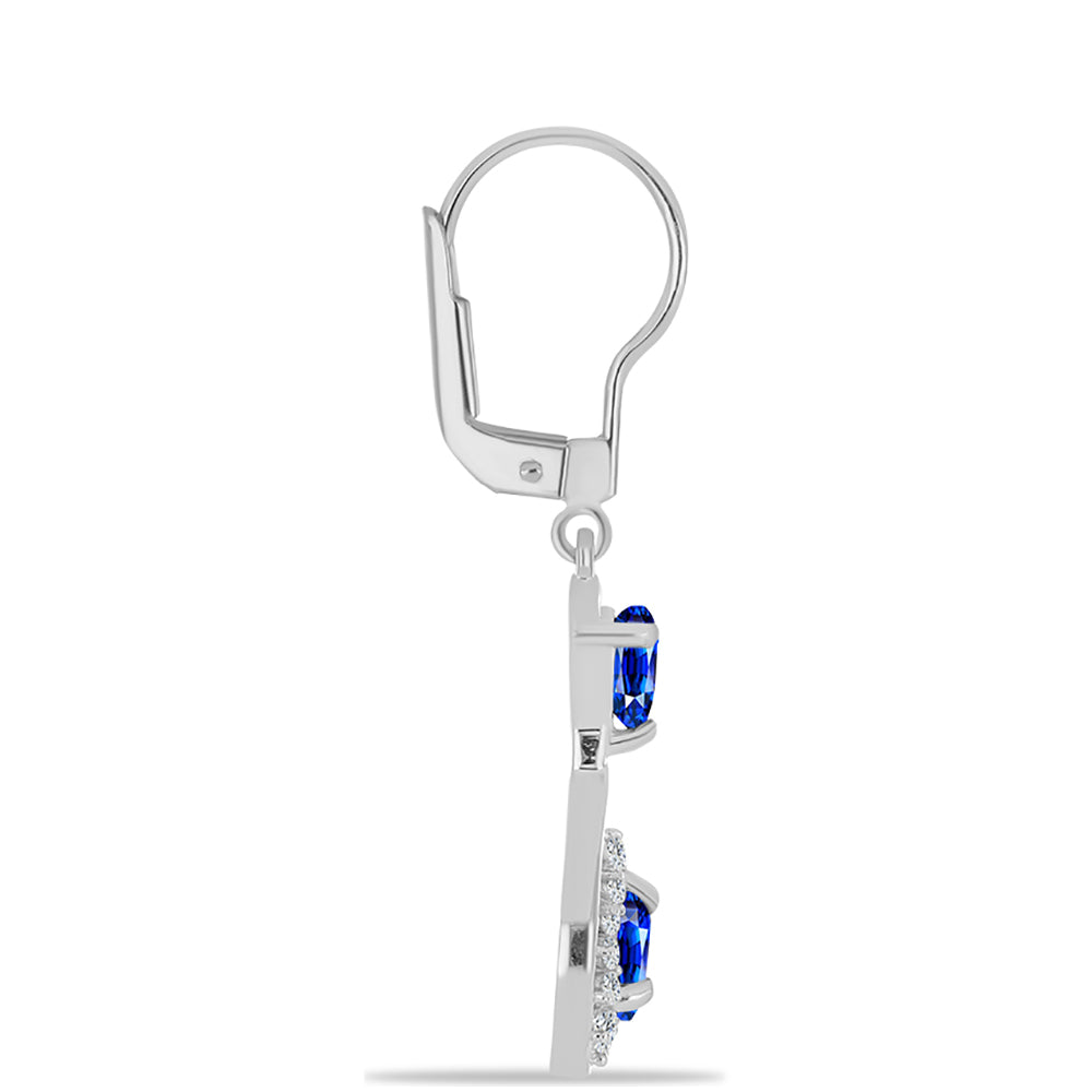 Strieborné Náušnice s Austrálskym Modrým Zafírom a Bielym Topásom 2 