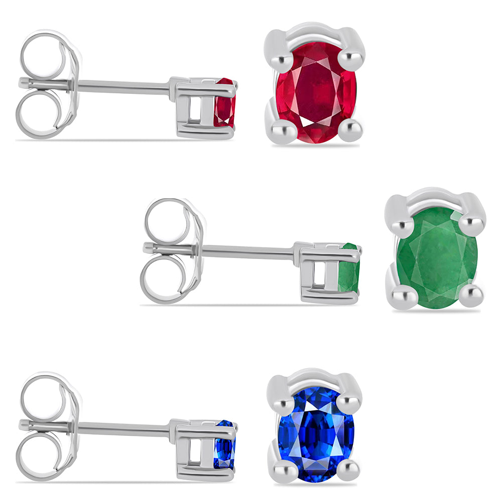Strieborné Sada s Madagaskarským Rubínom a Brazílskym Smaragdom ( Náušnice ) 1 