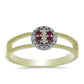 Pozlátený Strieborný Prsteň s Fialovým Diamantom a Bielym Diamantom