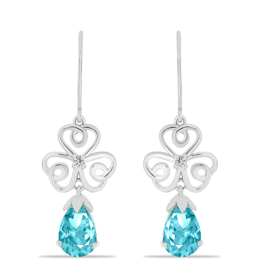 Strieborné Náušnice s Paraiba Kremeňom a Bielym Topásom 1 