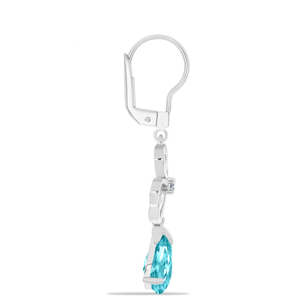 Strieborné Náušnice s Paraiba Kremeňom a Bielym Topásom 2 