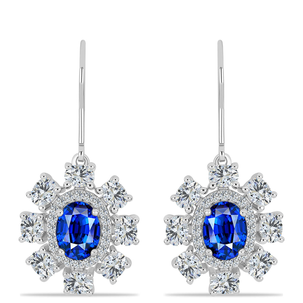 Strieborné Náušnice s Austrálskym Modrým Zafírom a Bielym Topásom 1 