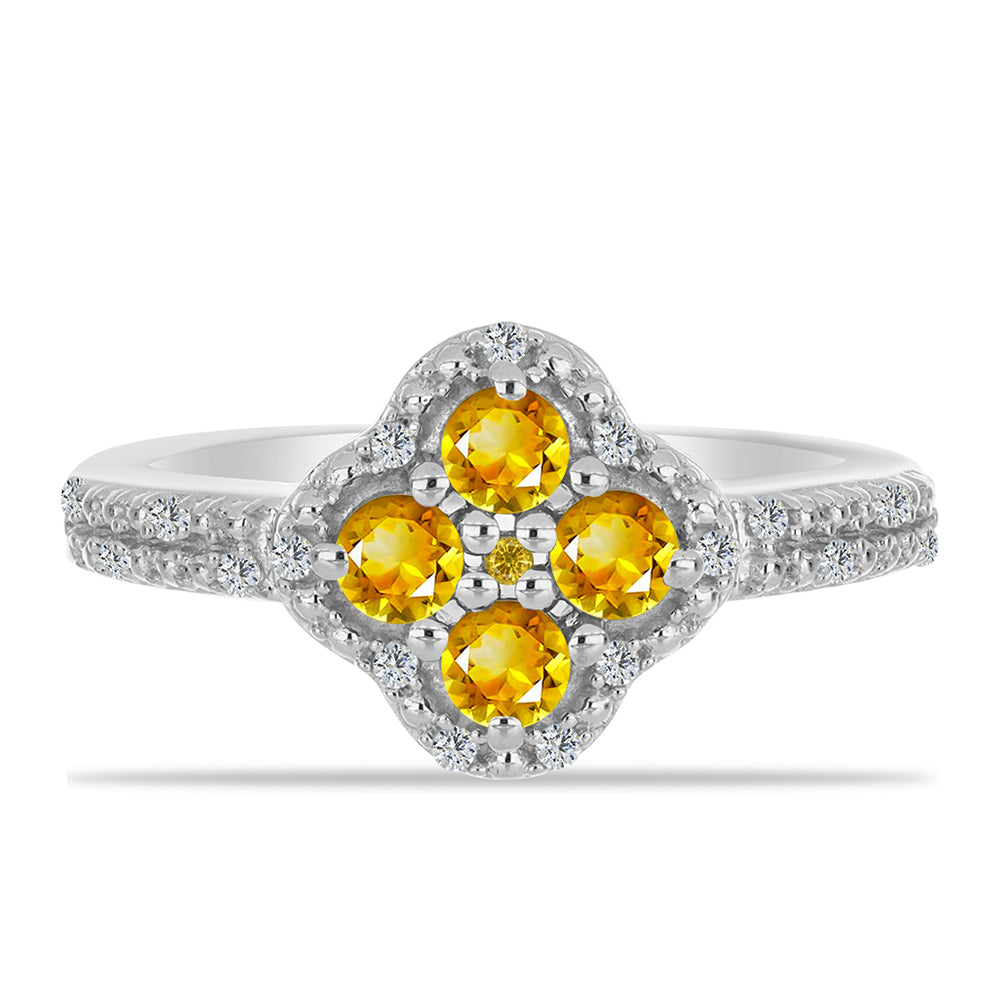 Strieborný Prsteň s Uralským Citrínom a Bielym Topásom