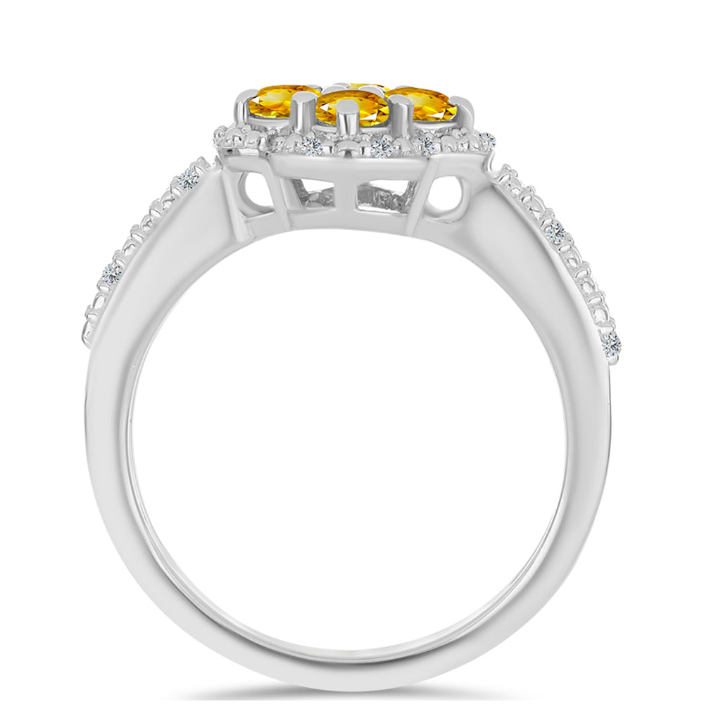 Strieborný Prsteň s Uralským Citrínom a Bielym Topásom