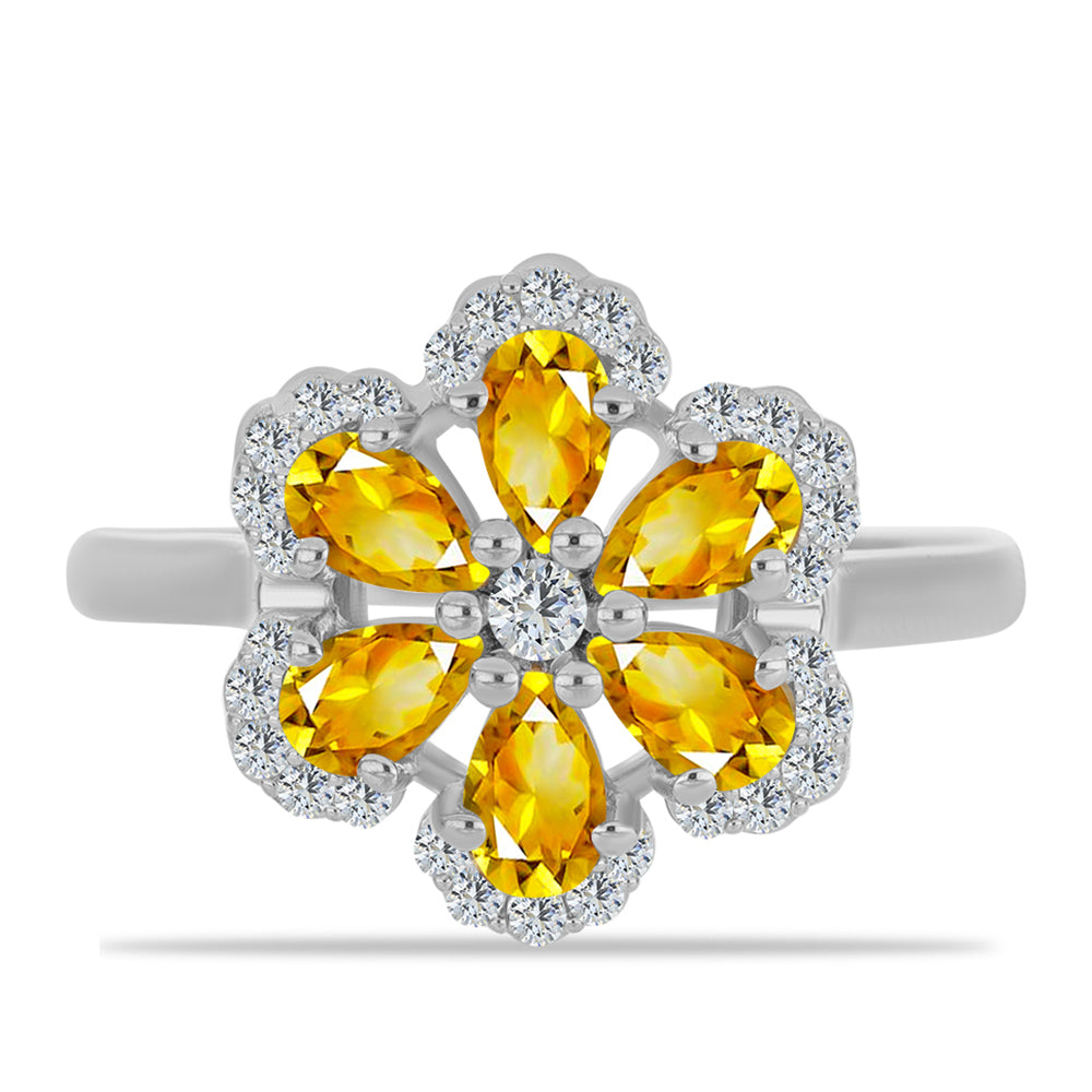 Strieborný Prsteň s Uralským Citrínom a Bielym Topásom