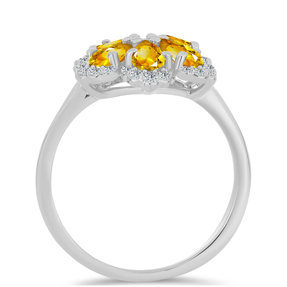 Strieborný Prsteň s Uralským Citrínom a Bielym Topásom