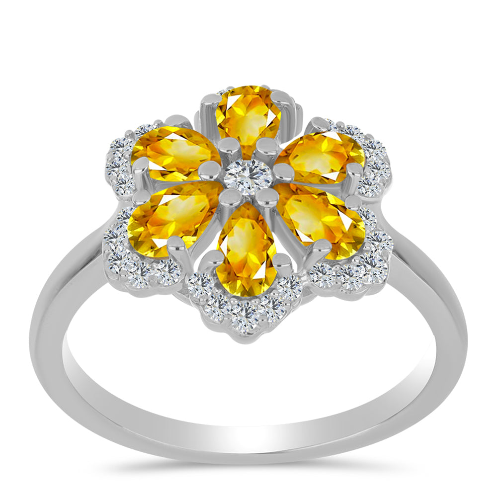 Strieborný Prsteň s Uralským Citrínom a Bielym Topásom