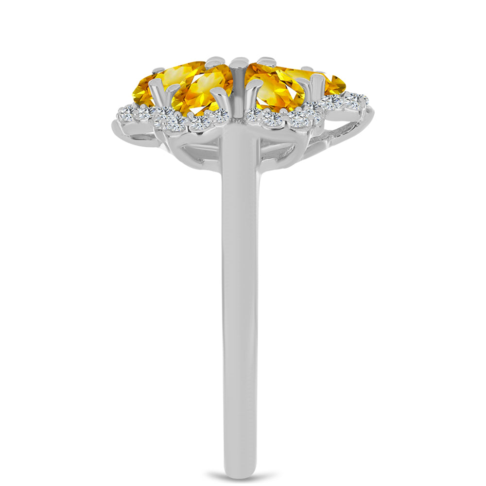 Strieborný Prsteň s Uralským Citrínom a Bielym Topásom 4 